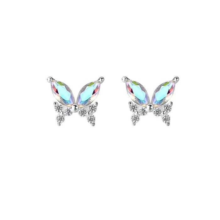 LUXE Real 925 Sterling Silver Zircon Butterfly Stud Earrings For Fashion Women Classic Fine Jewelry Minimalist Insect Bijoux