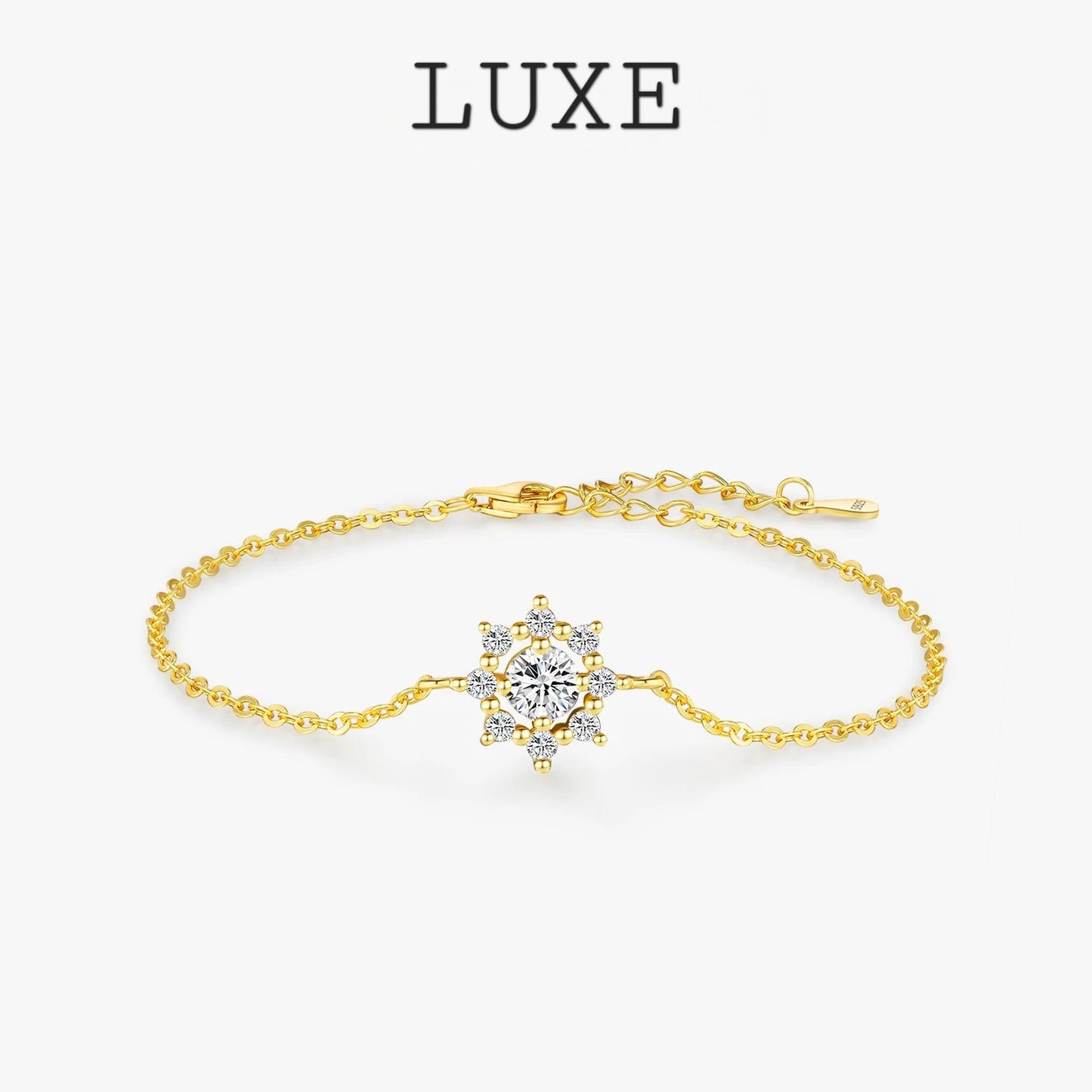 LUXE 0.5CT VVS1 D Color Moissanite Bracelet Classic 925 Sterling Silver Snowflake Chain Charms For Women Jewelry