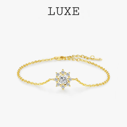 LUXE 0.5CT VVS1 D Color Moissanite Bracelet Classic 925 Sterling Silver Snowflake Chain Charms For Women Jewelry