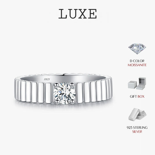 LUXE D Color Moissanite Ring 925 Sterling Silver Trendy  Wide Eternal Stackable Finger Rings For Women Unisex Fine Jewelry