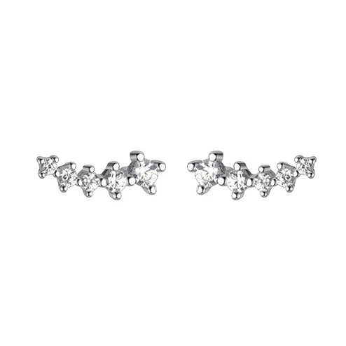 LUXE Real 925 Sterling Silver Zircon Arc Stud Earrings For Fashion Women Party Cute Fine Jewelry Minimalist Accessories