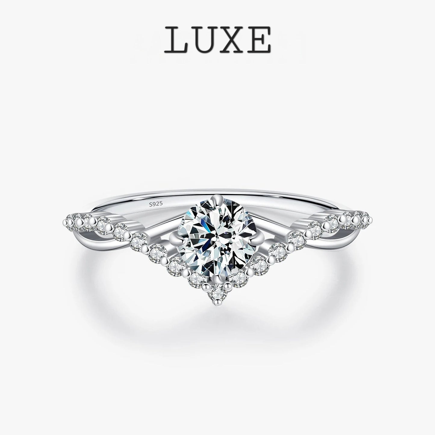 LUXE Crown D Color Moissanite Ring Delicate Lab Diamond Ring 925 Sterling Silver For Women Wedding Engagement Jewelry