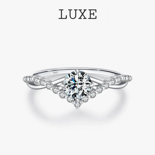 LUXE Crown D Color Moissanite Ring Delicate Lab Diamond Ring 925 Sterling Silver For Women Wedding Engagement Jewelry