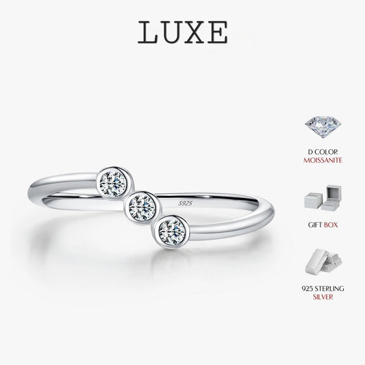 LUXE D Color Moissanite Lab Diamond Rings 925 Sterling Silver Irregular Line Stackable Fashion Ring For Women Fine Jewelry