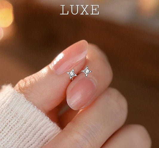 LUXE Real 925 Sterling Silver Zircon 4MM Star Tiny Stud Earrings for Women Fine Jewelry Minimalist Ear Hole Care Accessories