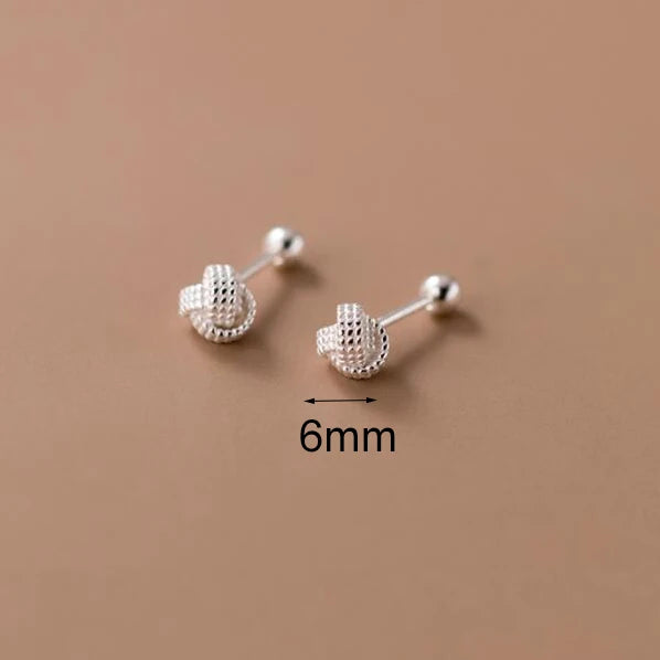 LUXE Real 925 Sterling Silver 4/6mm Wool Ball Screw Beads Stud Earrings for Women Party Classic Minimalist Fine Jewelry