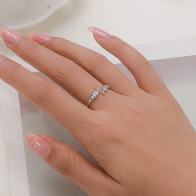 LUXE New 925 Sterling Silver Minimalist Clear Zirconia Stackable Ring For Women Anniversary Wedding Band Simple Fine Jewelry