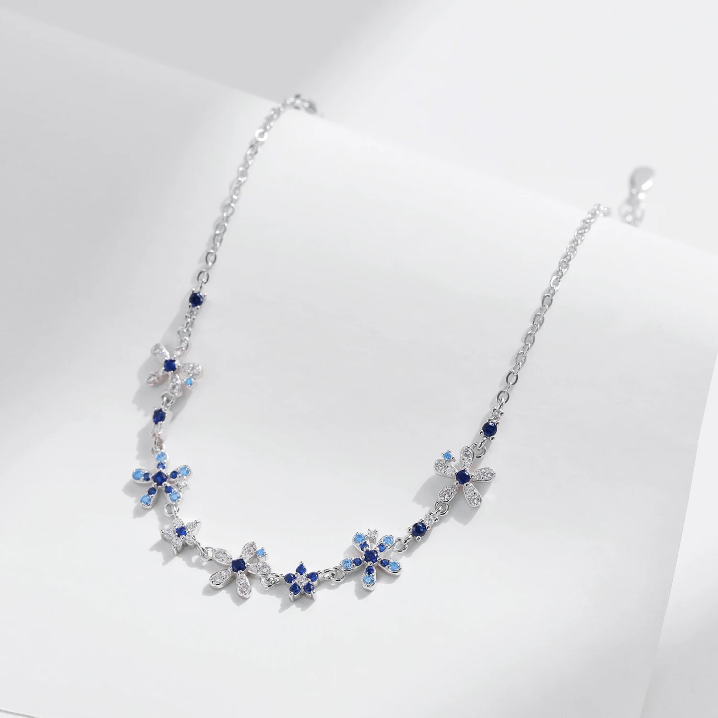 LUXE 925 Sterling Silver Luxury Flowers Pave Setting CZ Brilliant Bracelets Fashion Daily Link Chain For Women Jewelry Gift