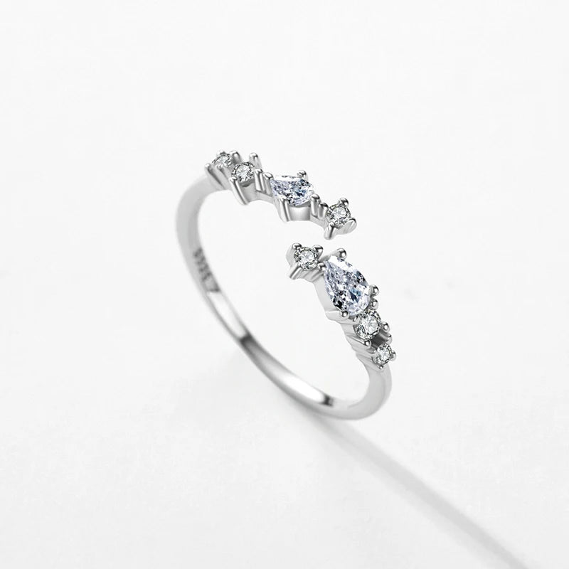 LUXE New 925 Sterling Silver Minimalist Clear Zirconia Stackable Ring For Women Anniversary Wedding Band Simple Fine Jewelry