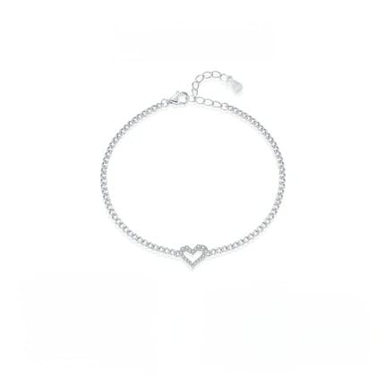 LUXE D Color Pave Setting Moissanite Bracelets 925 Sterling Silver Romantic Heart Gourmette Bracelet For Women Jewelry Gifts