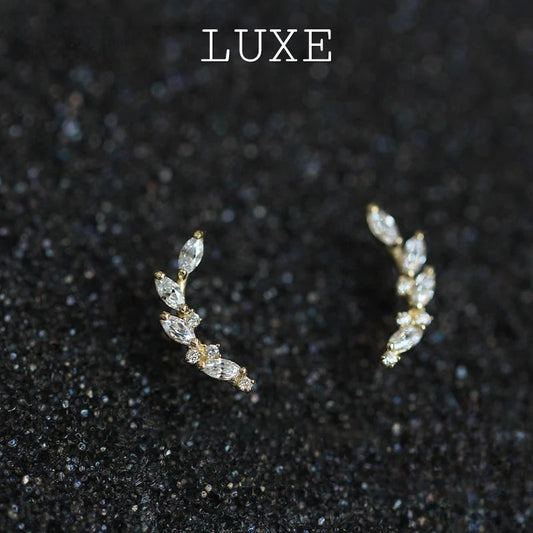 LUXE Real 925 Sterling Silver Ziron Leaves Stud 14K Gold Earrings For Women Hiphop Fine Jewelry Accessories Drop shipping