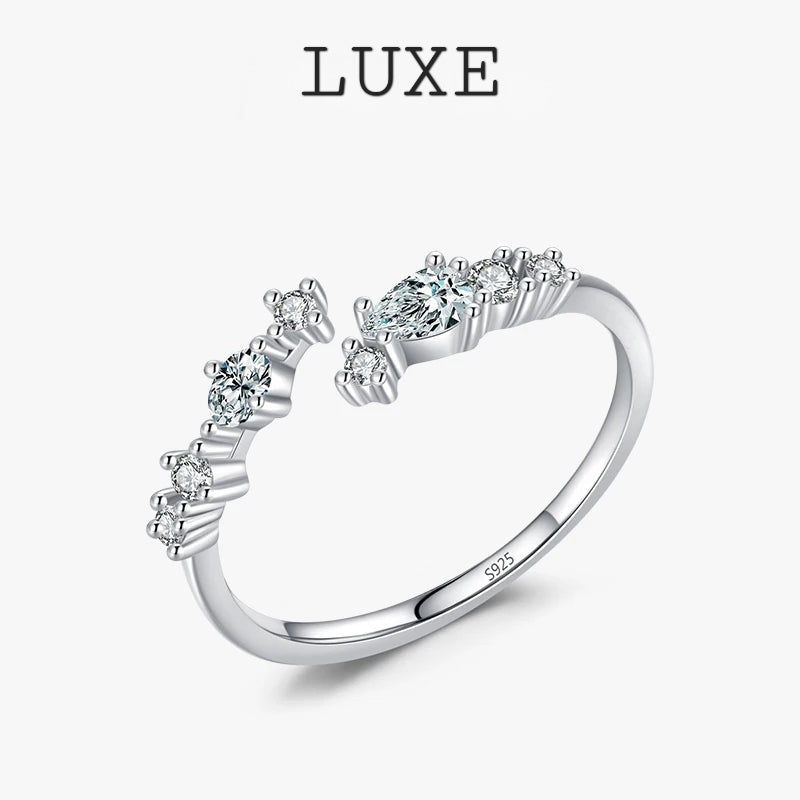 LUXE New 925 Sterling Silver Minimalist Clear Zirconia Stackable Ring For Women Anniversary Wedding Band Simple Fine Jewelry