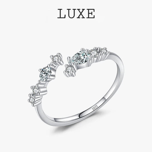 LUXE New 925 Sterling Silver Minimalist Clear Zirconia Stackable Ring For Women Anniversary Wedding Band Simple Fine Jewelry