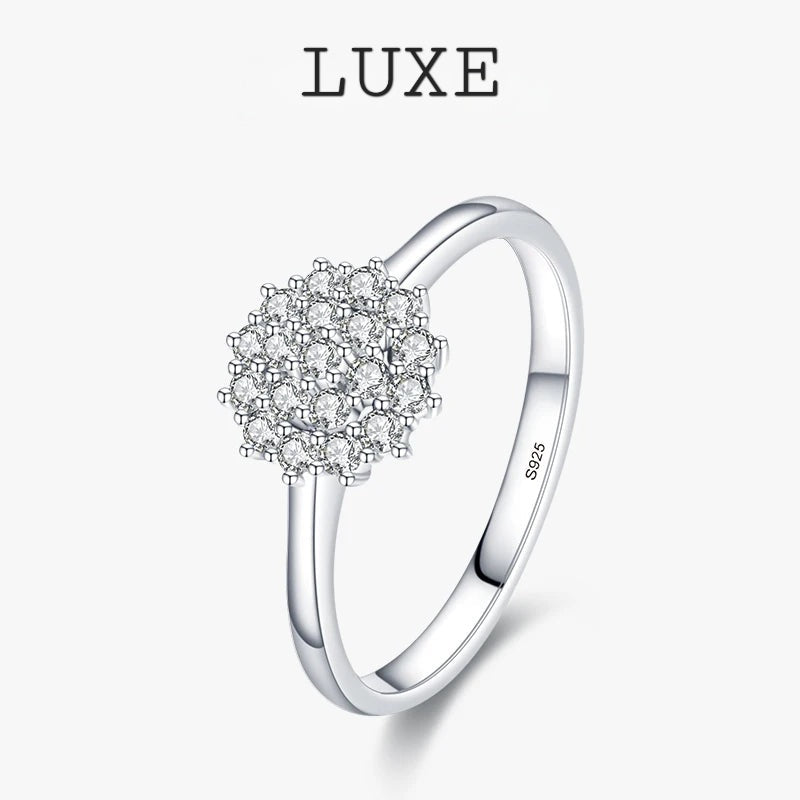 LUXE 925 Sterling Silver Classic Sparkling Simple CZ Finger Ring Platinum Plated Wedding Jewelry For Women Anniversary Gift