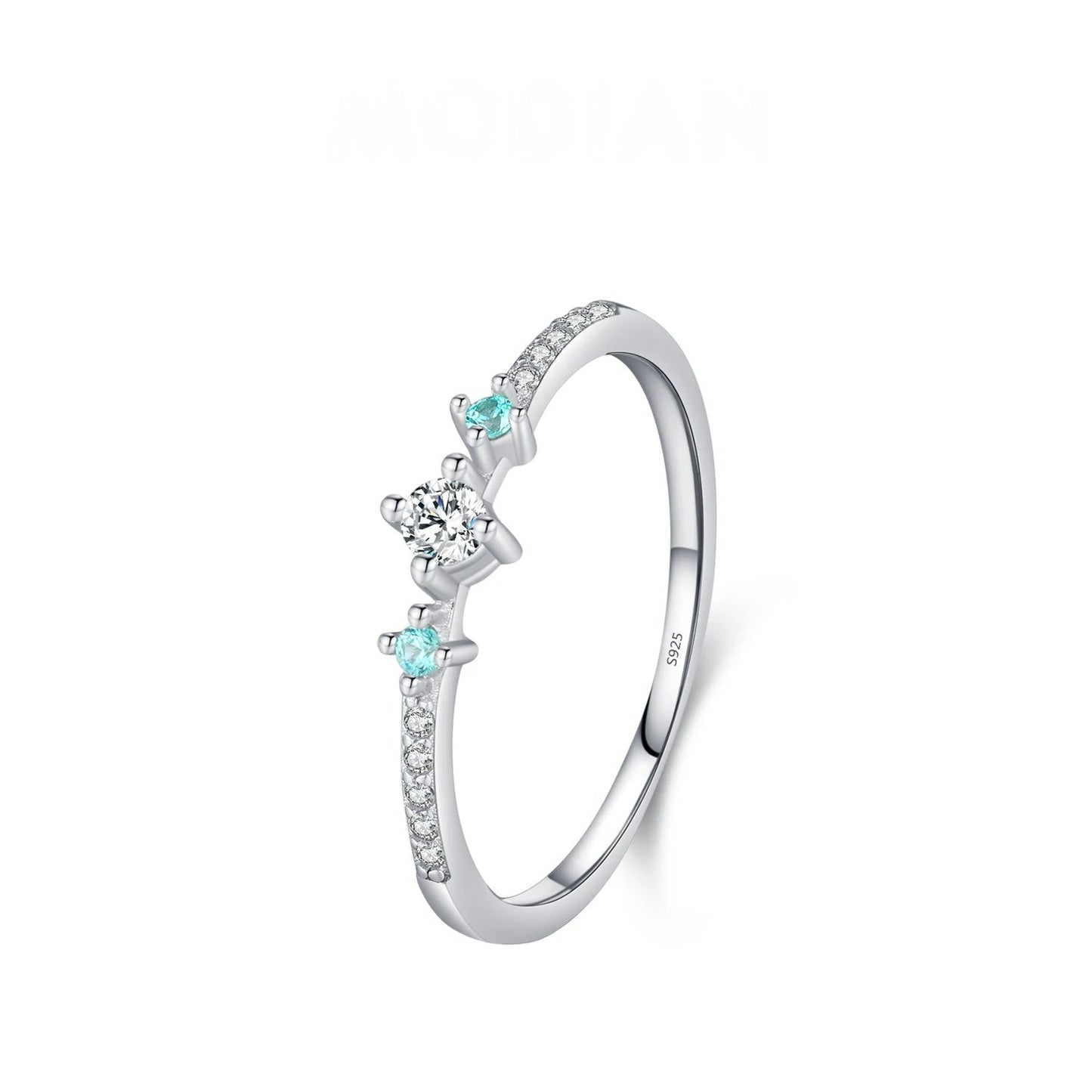 LUXE 925 Sterling Silver Exquisite Eternity Band Paraiba Color CZ Ring Mint Green Stackable Rings For Women Fine Jewelry