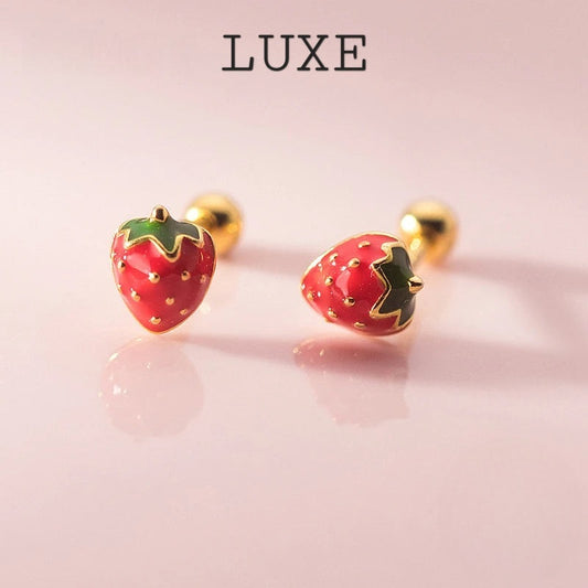 LUXE Real 925 Sterling Silver Mushroom Piercing Screw Ball Stud Earrings for Women Minimalist Fine Jewelry Plant Accessories