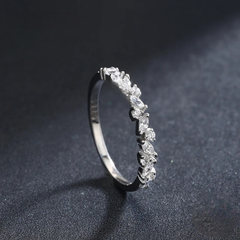 LUXE Simple Stackable Cubic Zirconia Finger Rings For Women Solid 925 Sterling Silver Exquisite Fine Ring Fashion Jewelry Gift