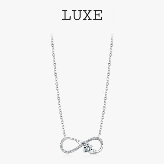 LUXE 925 Sterling Silver Infinite Love Necklace Romantic Embrace Heart Pendant Link Chain For Women Anniversary Jewelry Gifts