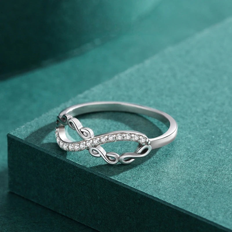 LUXE Original 925 Sterling Silver Infinite Love Simulated Diamond Finger Ring Vintage CZ Fine Jewelry For Women Party Gifts