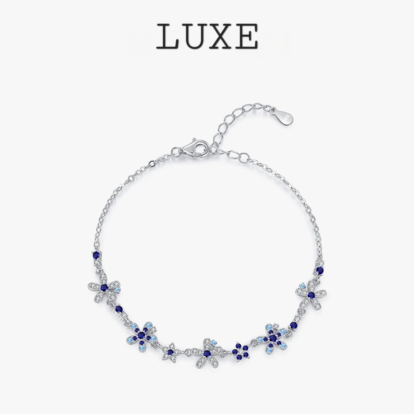 LUXE 925 Sterling Silver Luxury Flowers Pave Setting CZ Brilliant Bracelets Fashion Daily Link Chain For Women Jewelry Gift