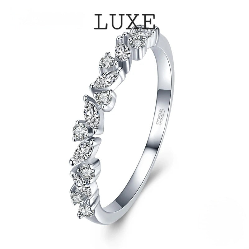 LUXE Simple Stackable Cubic Zirconia Finger Rings For Women Solid 925 Sterling Silver Exquisite Fine Ring Fashion Jewelry Gift