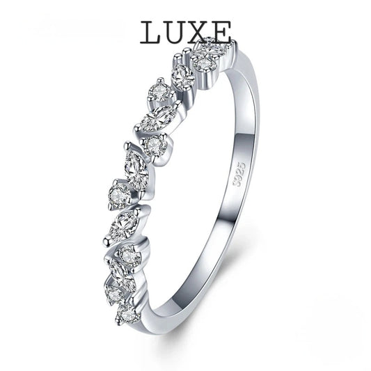 LUXE Simple Stackable Cubic Zirconia Finger Rings For Women Solid 925 Sterling Silver Exquisite Fine Ring Fashion Jewelry Gift