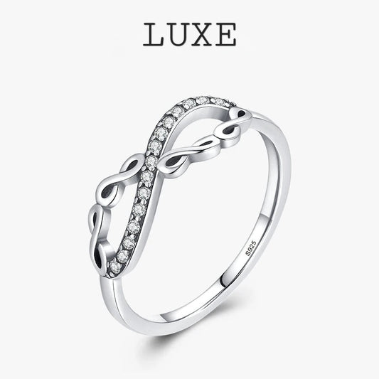 LUXE Original 925 Sterling Silver Infinite Love Simulated Diamond Finger Ring Vintage CZ Fine Jewelry For Women Party Gifts