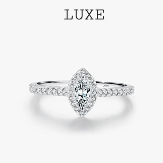 LUXE Exquisite Luxury Marquise Cut CZ Ring 925 Sterling Silver Ring for Women Wedding Engagement Gift Fine Jewelry Accessories