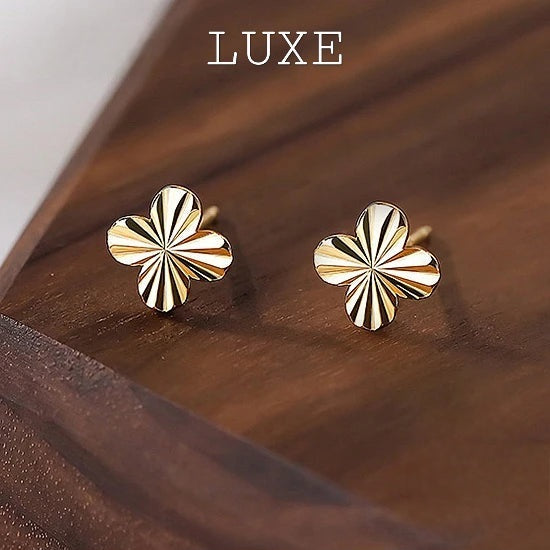 LUXE Real 999 Sterling Silver Flower Stud Earrings for Women Plant Fine Jewelry Light Luxury Ear Hole Minimalist Accessories