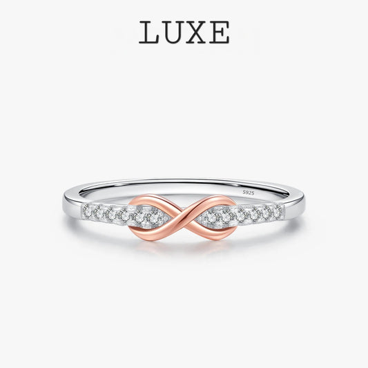 LUXE Solid 925 Sterling Silver Infinite Love Simple Ring Romantic Rose Gold Color Wedding Ring For Women Fine Jewelry Gift