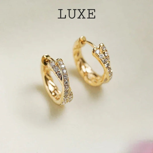 LUXE Real 925 Sterling Silver Zircon Cross 18K Gold Hoop Earrings for Women OL Geometric Fine Jewelry Minimalist Accessories