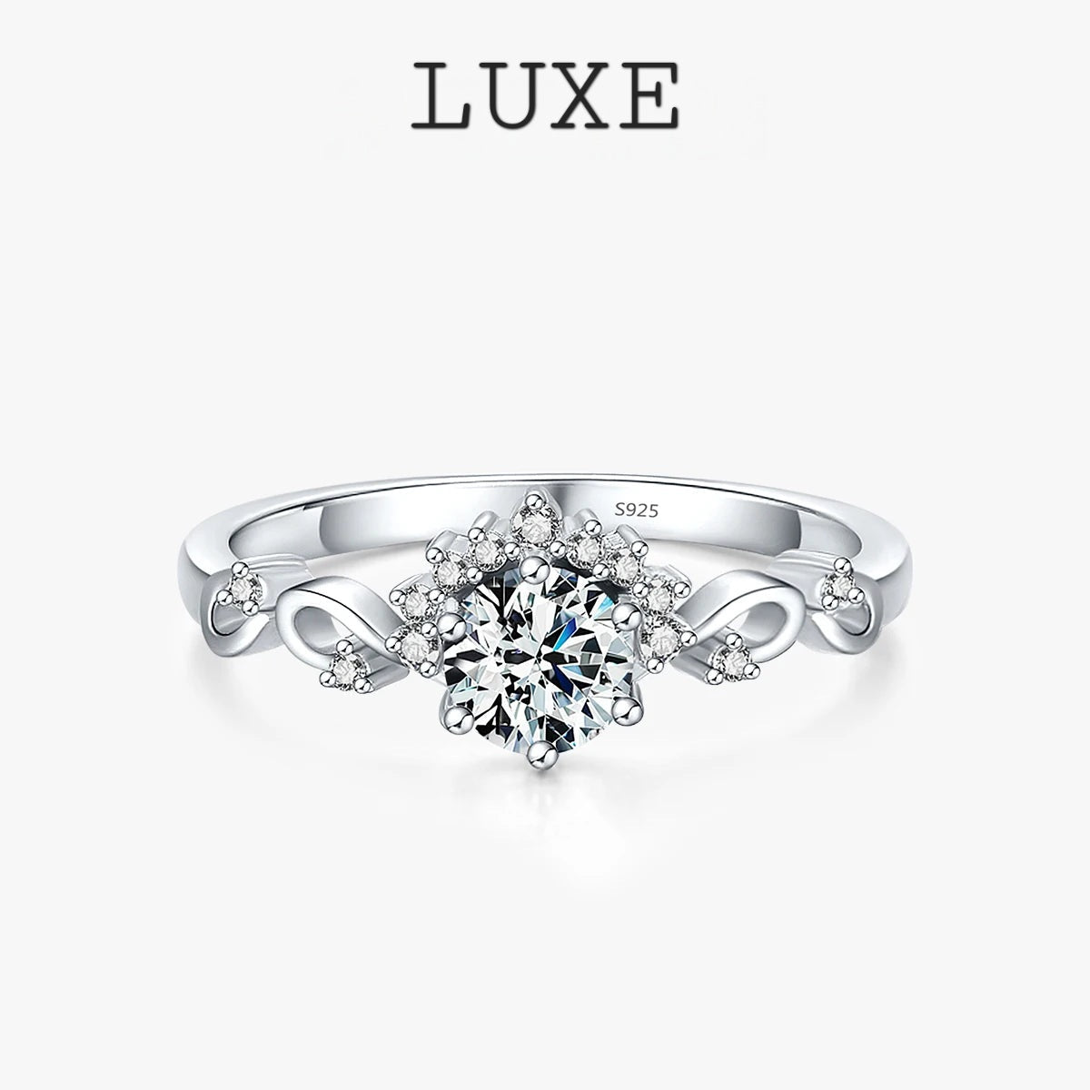 LUXE Sparkling Dazzling Wedding Crown Finger Rings For Women Real 925 Sterling Silver Ring Engagement Statement Female Jewelry