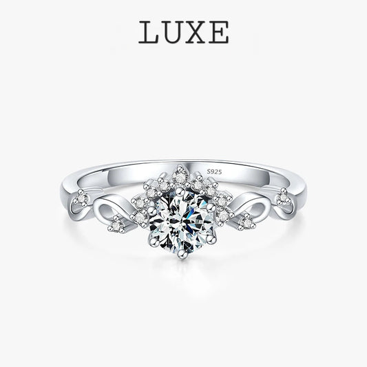 LUXE Sparkling Dazzling Wedding Crown Finger Rings For Women Real 925 Sterling Silver Ring Engagement Statement Female Jewelry