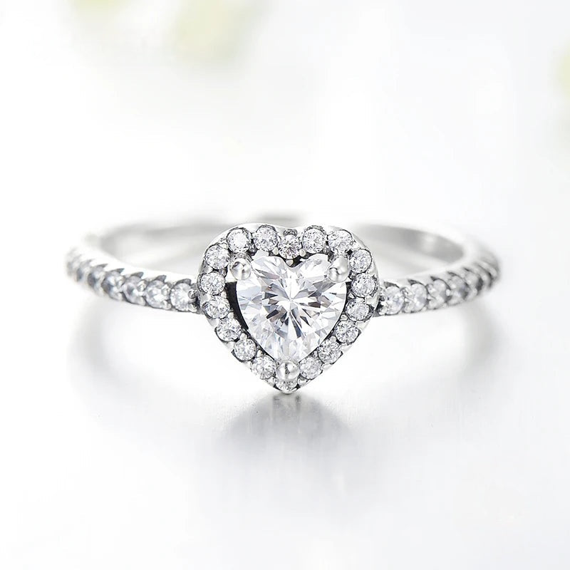 LUXE Exquisite 925 Sterling Silver Vintage Hearts AAA Clear CZ Finger Rings for Women Luxury Wedding Statement Jewelry Bijoux